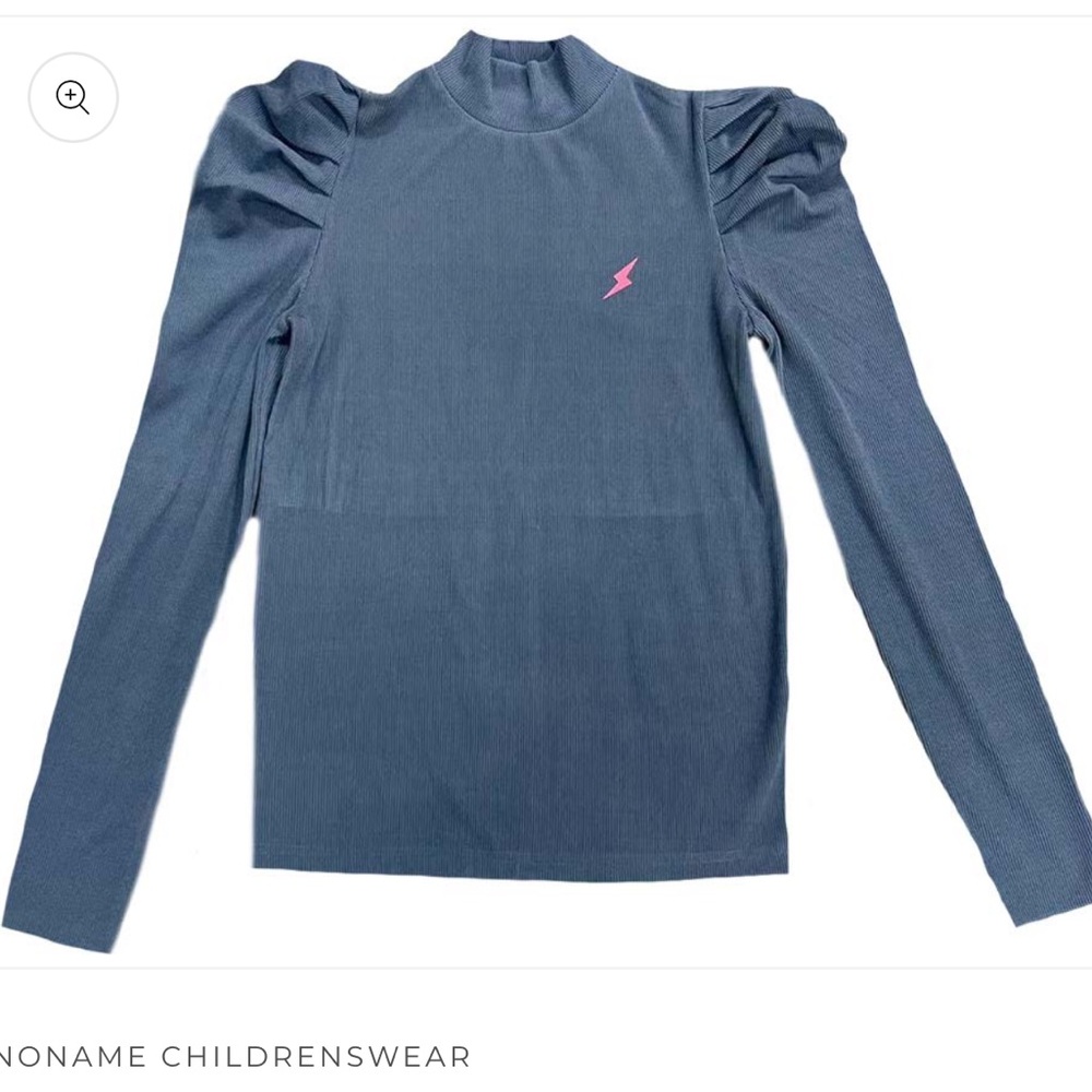 Noname ribbed puff sleeve mock neck